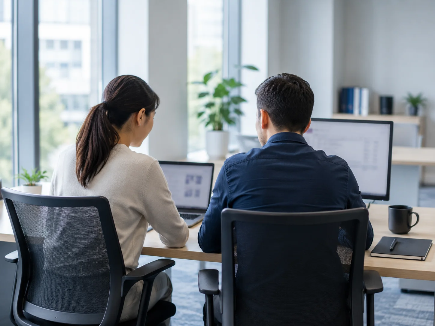 Partners — two people working